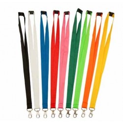 Polyester lanyard met draaihaak, 10mm breed en 90mm lang, verkrijgbaar in verschillende kleuren.